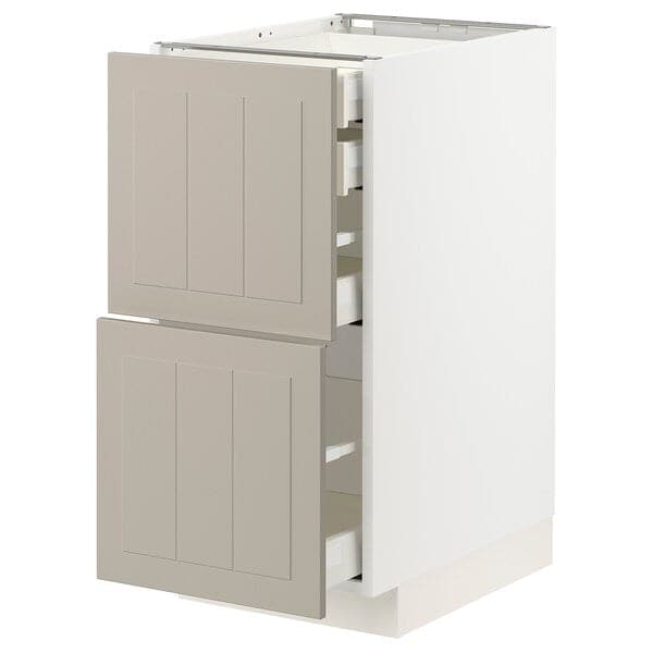 METOD / MAXIMERA - Base cb 2 frnts/2 low/1 md/1 hi drw, white/Stensund beige, 40x60 cm - best price from Maltashopper.com 19408075