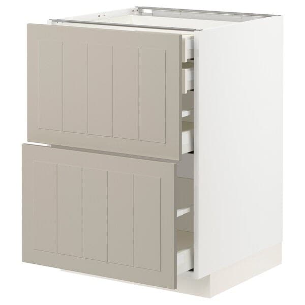 Ikea METOD / MAXIMERA - Base cb 2 frnts/2 low/1 md/1 hi drw, white/Stensund beige, 60x60 cm