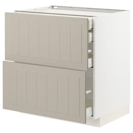 Ikea METOD / MAXIMERA - Base cb 2 frnts/2 low/1 md/1 hi drw, white/Stensund beige, 80x60 cm