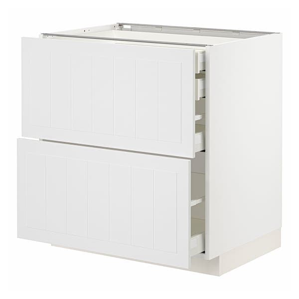 METOD / MAXIMERA - Base cb 2 frnts/2 low/1 md/1 hi drw, white/Stensund white, 80x60 cm - best price from Maltashopper.com 49409549