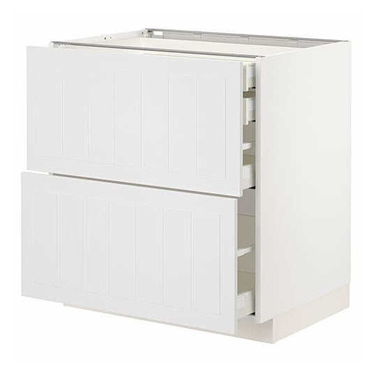 METOD / MAXIMERA - Base cb 2 frnts/2 low/1 md/1 hi drw, white/Stensund white, 80x60 cm - best price from Maltashopper.com 49409549