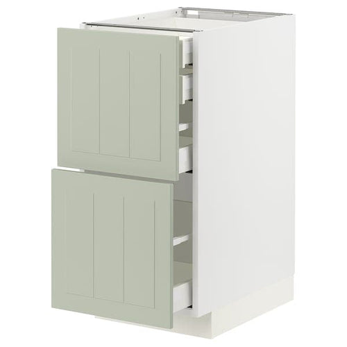 METOD / MAXIMERA base cb 2 frnts/2 low/1 md/1 hi drw, white/Stensund light green, 40x60 cm