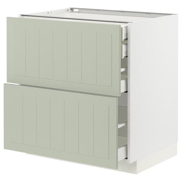 METOD / MAXIMERA - METOD / MAXIMERA Base cb 2 frnts/2 low/1 md/1 hi drw, white/Stensund light green, 80x60 cm