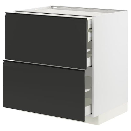 METOD / MAXIMERA - Base cb 2 frnts/2 low/1 md/1 hi drw, white/Upplöv matt anthracite, 80x60 cm