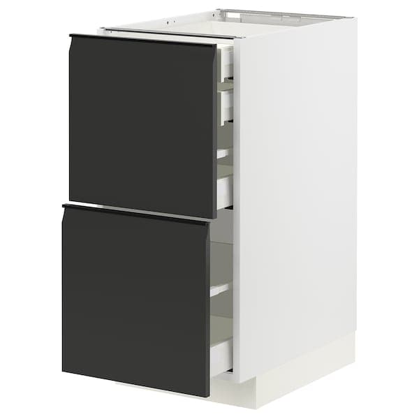 Ikea METOD / MAXIMERA - Base cb 2 frnts/2 low/1 md/1 hi drw, white/Upplöv matt anthracite, 40x60 cm