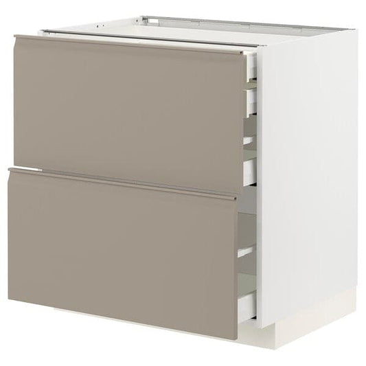 Ikea METOD / MAXIMERA - Base cb 2 frnts/2 low/1 md/1 hi drw, white/Upplöv matt dark beige