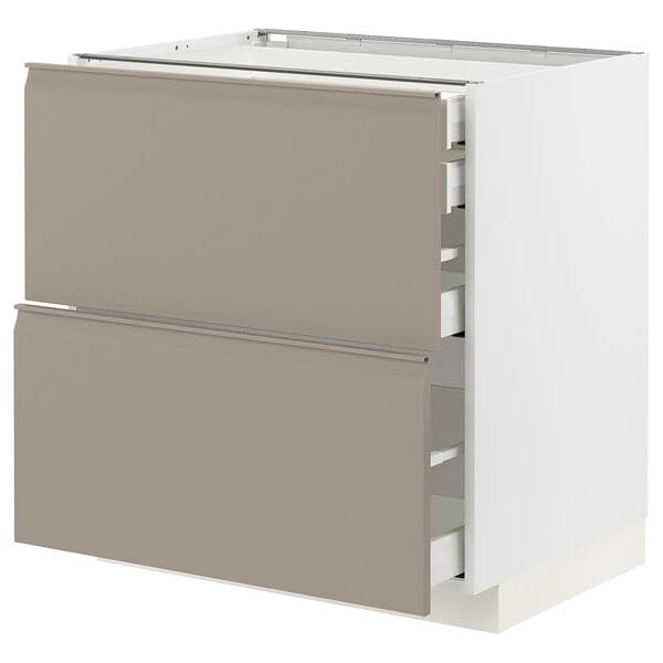 Ikea METOD / MAXIMERA - Base cb 2 frnts/2 low/1 md/1 hi drw, white/Upplöv matt dark beige