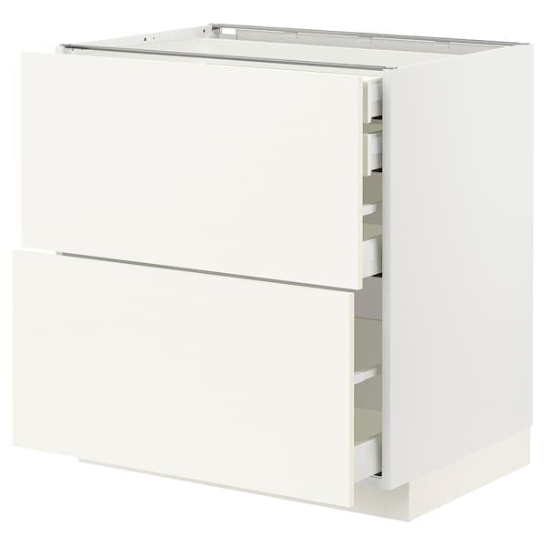 METOD / MAXIMERA - Base cb 2 frnts/2 low/1 md/1 hi drw, white/Vallstena white, 80x60 cm - best price from Maltashopper.com 39506961