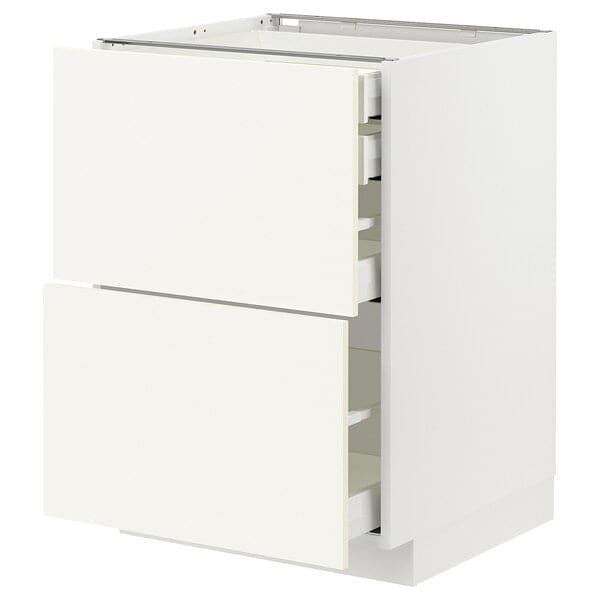 Ikea METOD / MAXIMERA - Base cb 2 frnts/2 low/1 md/1 hi drw, white/Vallstena white, 60x60 cm