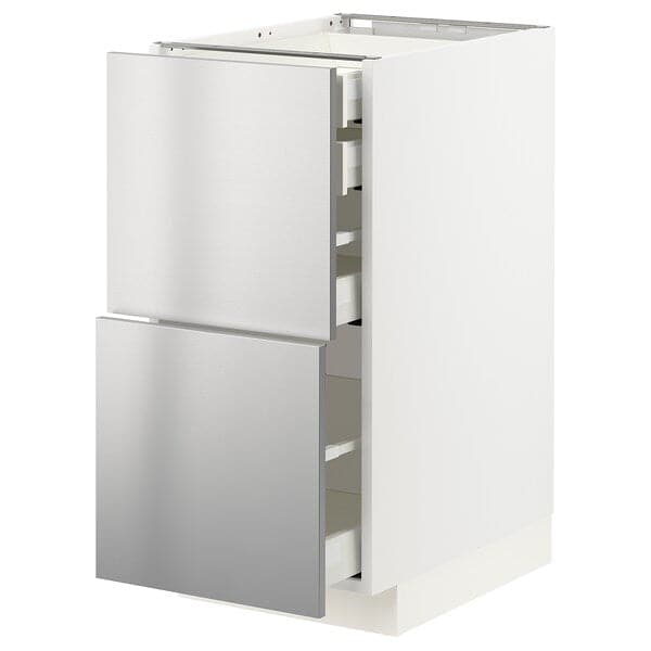 Ikea METOD / MAXIMERA - Base cb 2 frnts/2 low/1 md/1 hi drw, white/Vårsta stainless steel , 40x60 cm