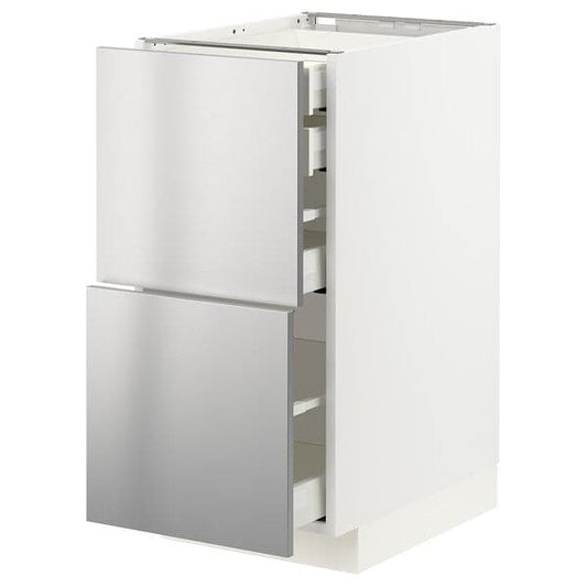 Ikea METOD / MAXIMERA - Base cb 2 frnts/2 low/1 md/1 hi drw, white/Vårsta stainless steel , 40x60 cm
