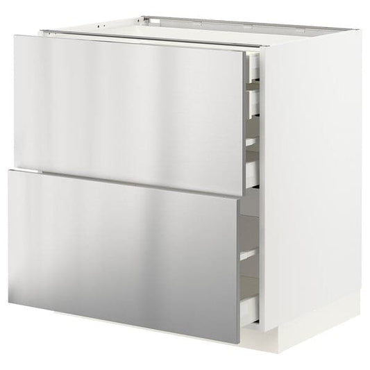 Ikea METOD / MAXIMERA - Base cb 2 frnts/2 low/1 md/1 hi drw, white/Vårsta stainless steel, 80x60 cm