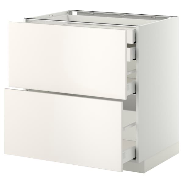 METOD / MAXIMERA - Base cb 2 frnts/2 low/1 md/1 hi drw, white/Veddinge white, 80x60 cm