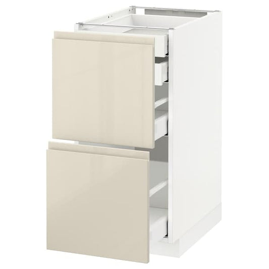 Ikea METOD / MAXIMERA - Base cb 2 frnts/2 low/1 md/1 hi drw, white/Voxtorp high-gloss light beige, 40x60 cm