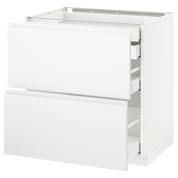 METOD / MAXIMERA - Base cb 2 frnts/2 low/1 md/1 hi drw, white/Voxtorp matt white, 80x60 cm