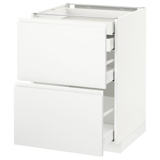 Ikea METOD / MAXIMERA - Base cb 2 frnts/2 low/1 md/1 hi drw, white/Voxtorp matt white, 60x60 cm