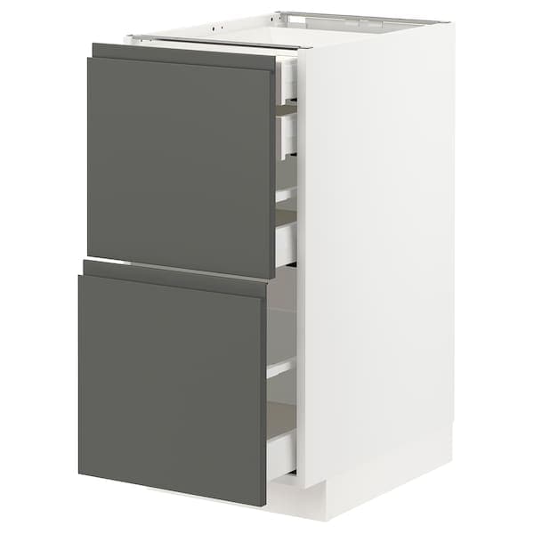 Ikea METOD / MAXIMERA - Base cb 2 frnts/2 low/1 md/1 hi drw, white/Voxtorp dark grey, 40x60 cm