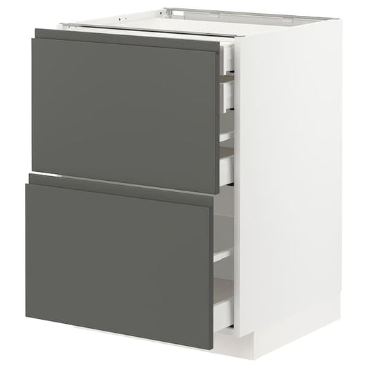 METOD / MAXIMERA - Base cb 2 frnts/2 low/1 md/1 hi drw, white/Voxtorp dark grey, 60x60 cm - best price from Maltashopper.com 99306501