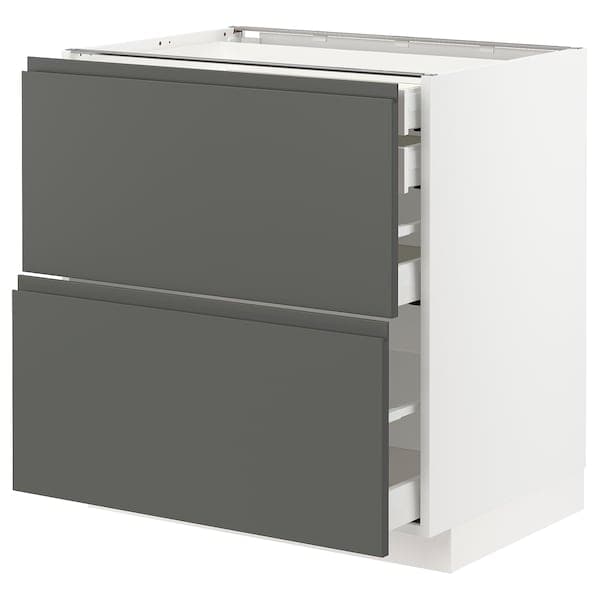 Ikea METOD / MAXIMERA - Base cb 2 frnts/2 low/1 md/1 hi drw, white/Voxtorp dark grey, 80x60 cm
