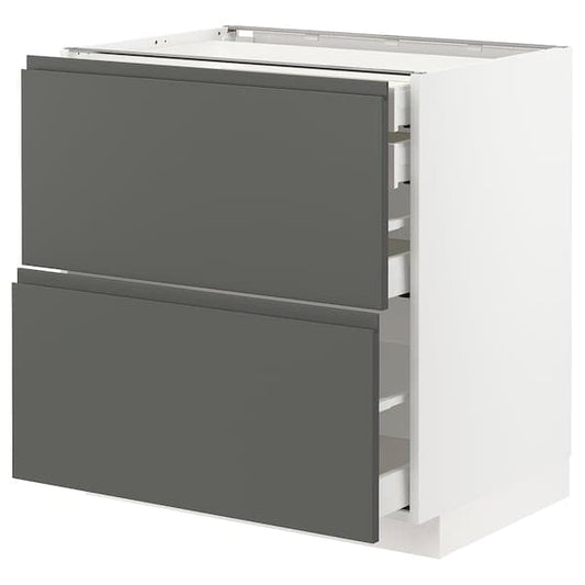 Ikea METOD / MAXIMERA - Base cb 2 frnts/2 low/1 md/1 hi drw, white/Voxtorp dark grey, 80x60 cm