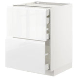 METOD / MAXIMERA base cb 2 frnts/2 low/1 md/1 hi drw, white/Voxtorp high-gloss/white, 60x60 cm