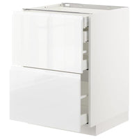 METOD / MAXIMERA base cb 2 frnts/2 low/1 md/1 hi drw, white/Voxtorp high-gloss/white, 60x60 cm