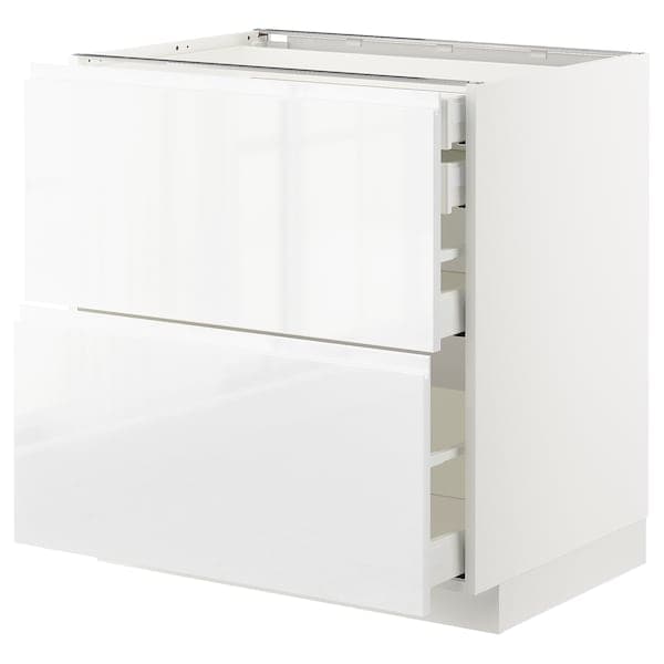 Ikea METOD / MAXIMERA - Base cb 2 frnts/2 low/1 md/1 hi drw, white/Voxtorp high-gloss/white, 80x60 cm