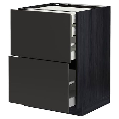 METOD / MAXIMERA - Base cb 2 frnts/2 low/1 md/1 hi drw, black/Nickebo matt anthracite, 60x60 cm