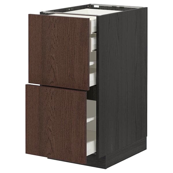 Ikea METOD / MAXIMERA - Base cb 2 frnts/2 low/1 md/1 hi drw, black/Sinarp brown, 40x60 cm