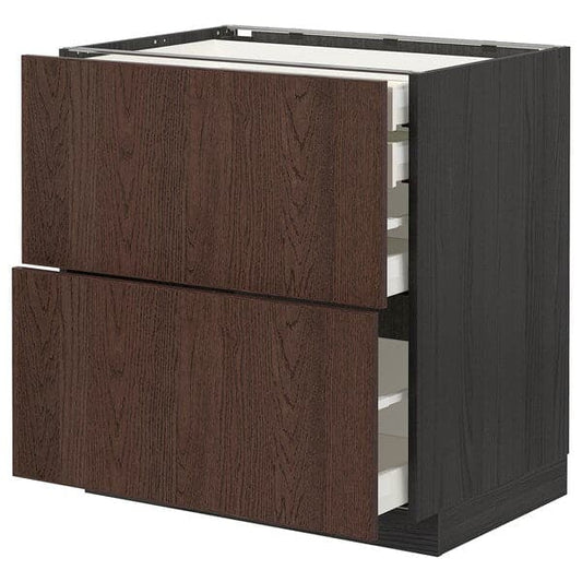 Ikea METOD / MAXIMERA - Base cb 2 frnts/2 low/1 md/1 hi drw, black/Sinarp brown , 80x60 cm