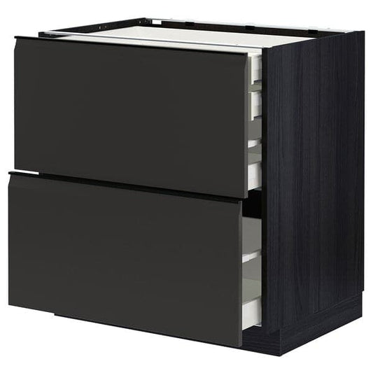 Ikea METOD / MAXIMERA - Base cb 2 frnts/2 low/1 md/1 hi drw, black/Upplöv matt anthracite , 80x60 cm