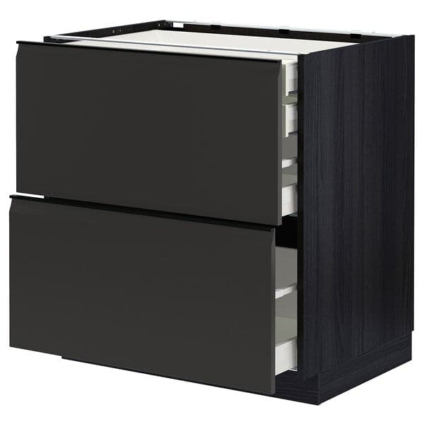 METOD / MAXIMERA base cb 2 frnts/2 low/1 md/1 hi drw, black/Upplöv matt anthracite, 80x60 cm