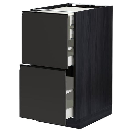 Ikea METOD / MAXIMERA - Base cb 2 frnts/2 low/1 md/1 hi drw, black/Upplöv matt anthracite, 40x60 cm