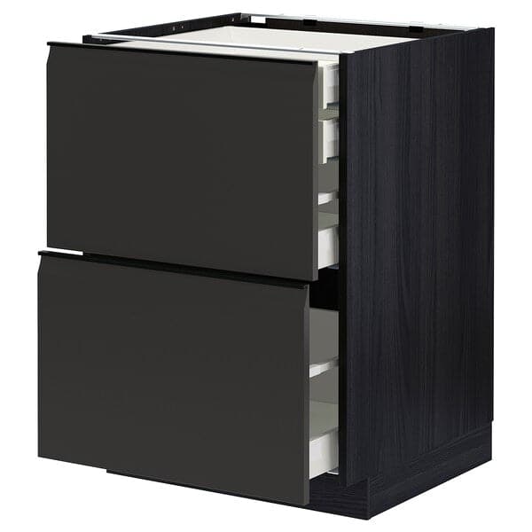 METOD / MAXIMERA - Base cb 2 frnts/2 low/1 md/1 hi drw, black/Upplöv matt anthracite, 60x60 cm