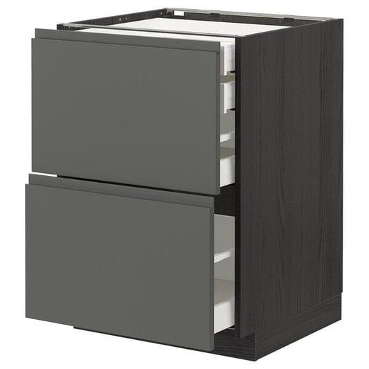 Ikea METOD / MAXIMERA - Base cb 2 frnts/2 low/1 md/1 hi drw, black/Voxtorp dark grey, 60x60 cm