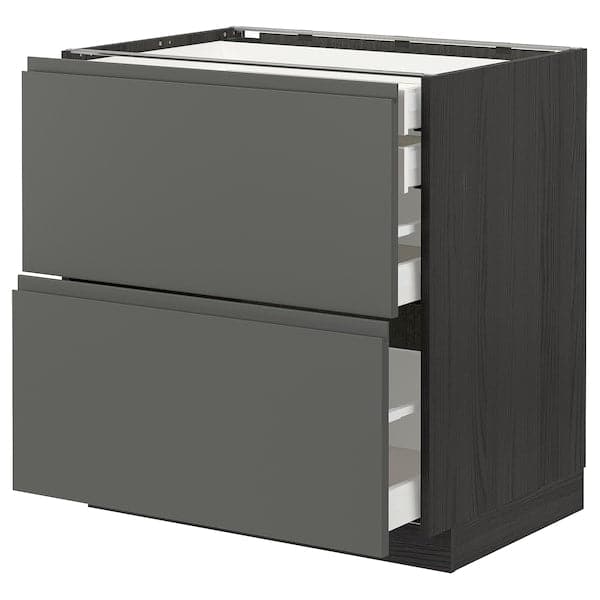 Ikea METOD / MAXIMERA - Base cb 2 frnts/2 low/1 md/1 hi drw, black/Voxtorp dark grey, 80x60 cm