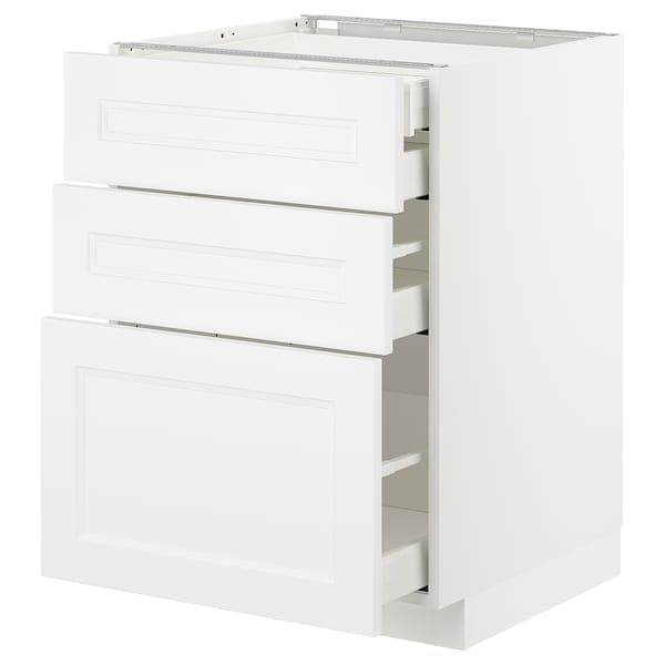 METOD / MAXIMERA - Base cb 3 frnts/2 low/1 md/1 hi drw, white/Axstad matt white, 60x60 cm