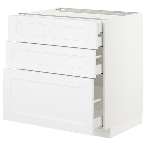 METOD / MAXIMERA - Base cb 3 frnts/2 low/1 md/1 hi drw, white/Axstad matt white, 80x60 cm