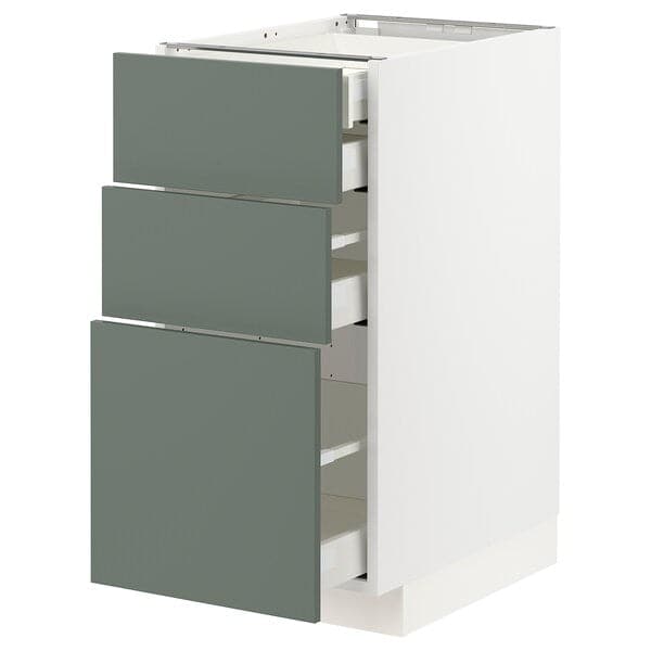 METOD / MAXIMERA - Base cb 3 frnts/2 low/1 md/1 hi drw, white/Bodarp grey-green, 40x60 cm