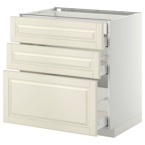 METOD / MAXIMERA - Base cb 3 frnts/2 low/1 md/1 hi drw, white/Bodbyn off-white, 80x60 cm - best price from Maltashopper.com 09104135