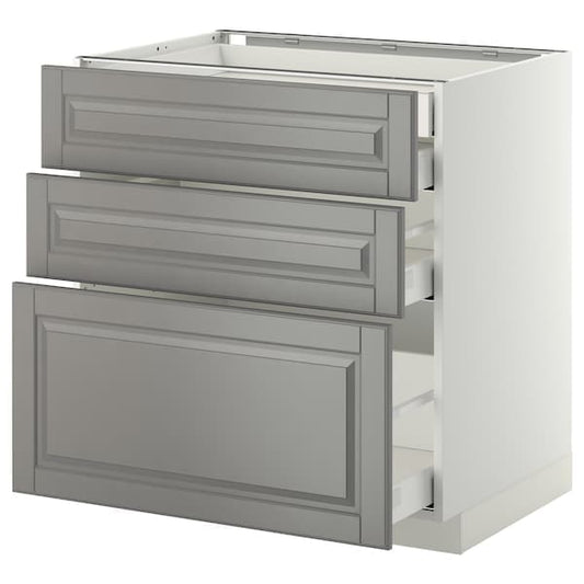 Ikea METOD / MAXIMERA - Base cb 3 frnts/2 low/1 md/1 hi drw, white/Bodbyn grey, 80x60 cm