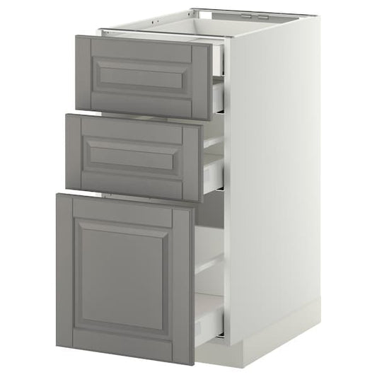 METOD / MAXIMERA - Base cb 3 frnts/2 low/1 md/1 hi drw, white/Bodbyn grey, 40x60 cm - best price from Maltashopper.com 09104022
