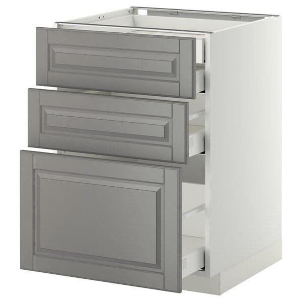 Ikea METOD / MAXIMERA - Base cb 3 frnts/2 low/1 md/1 hi drw, white/Bodbyn grey, 60x60 cm