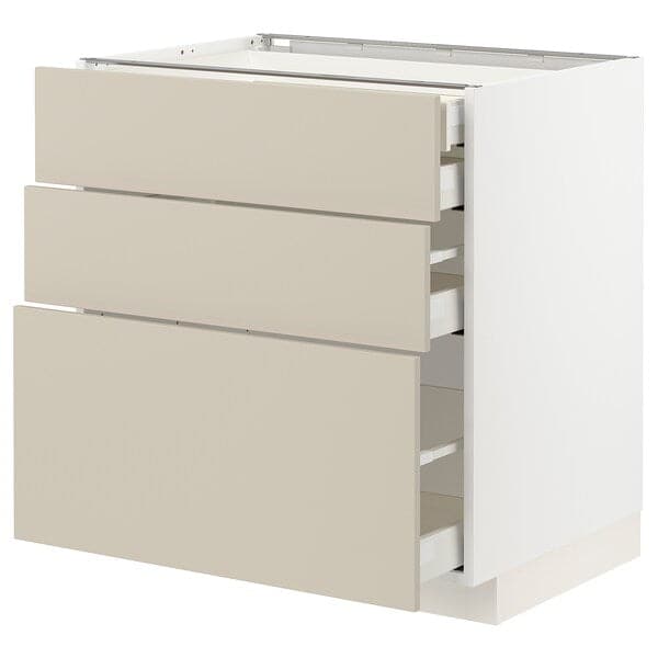 Ikea METOD / MAXIMERA - Base cb 3 frnts/2 low/1 md/1 hi drw, white/Havstorp beige, 80x60 cm