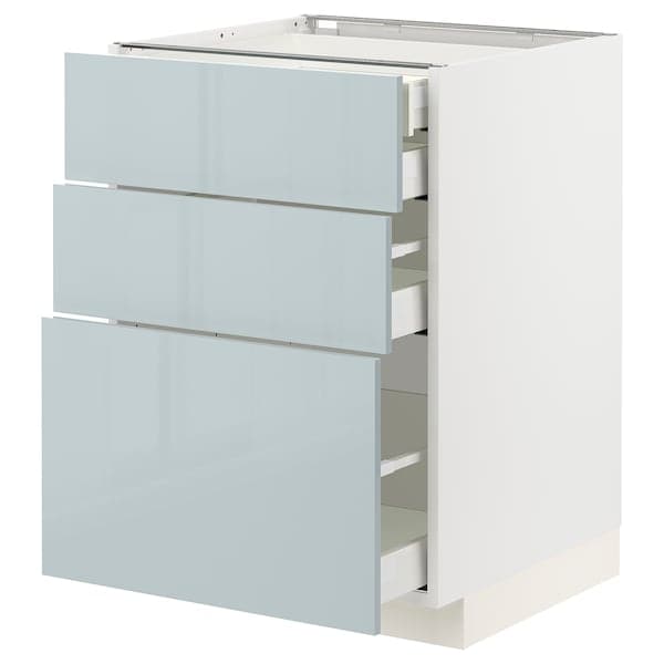 METOD / MAXIMERA - Base cb 3 frnts/2 low/1 md/1 hi drw, white/Kallarp light grey-blue, 60x60 cm - best price from Maltashopper.com 39479552