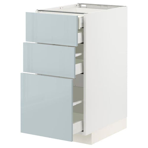 METOD / MAXIMERA base cb 3 frnts/2 low/1 md/1 hi drw, white/Kallarp light grey-blue, 40.0x80.0x60.0 cm