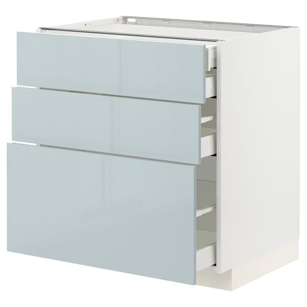 METOD / MAXIMERA - Base cb 3 frnts/2 low/1 md/1 hi drw, white/Kallarp light grey-blue, 80x60 cm - best price from Maltashopper.com 99479304