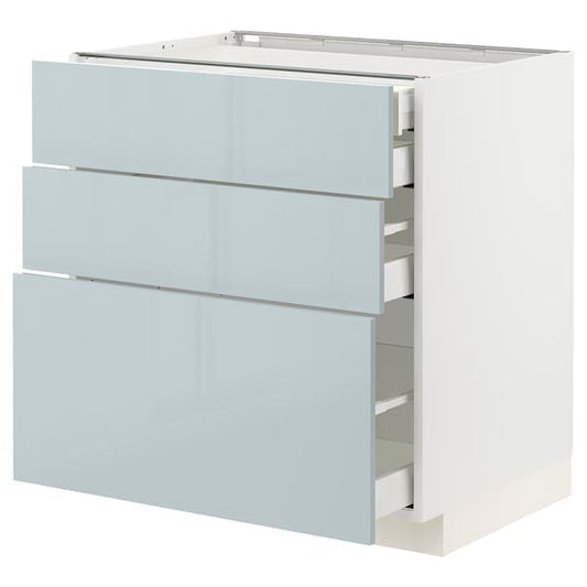 METOD / MAXIMERA - Base cb 3 frnts/2 low/1 md/1 hi drw, white/Kallarp light grey-blue, 80x60 cm - best price from Maltashopper.com 99479304
