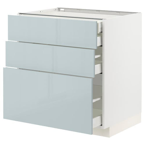 METOD / MAXIMERA base cb 3 frnts/2 low/1 md/1 hi drw, white/Kallarp light grey-blue, 80.0x80.0x60.0 cm