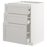 METOD / MAXIMERA base cb 3 frnts/2 low/1 md/1 hi drw, white/Lerhyttan light grey, 60x60 cm